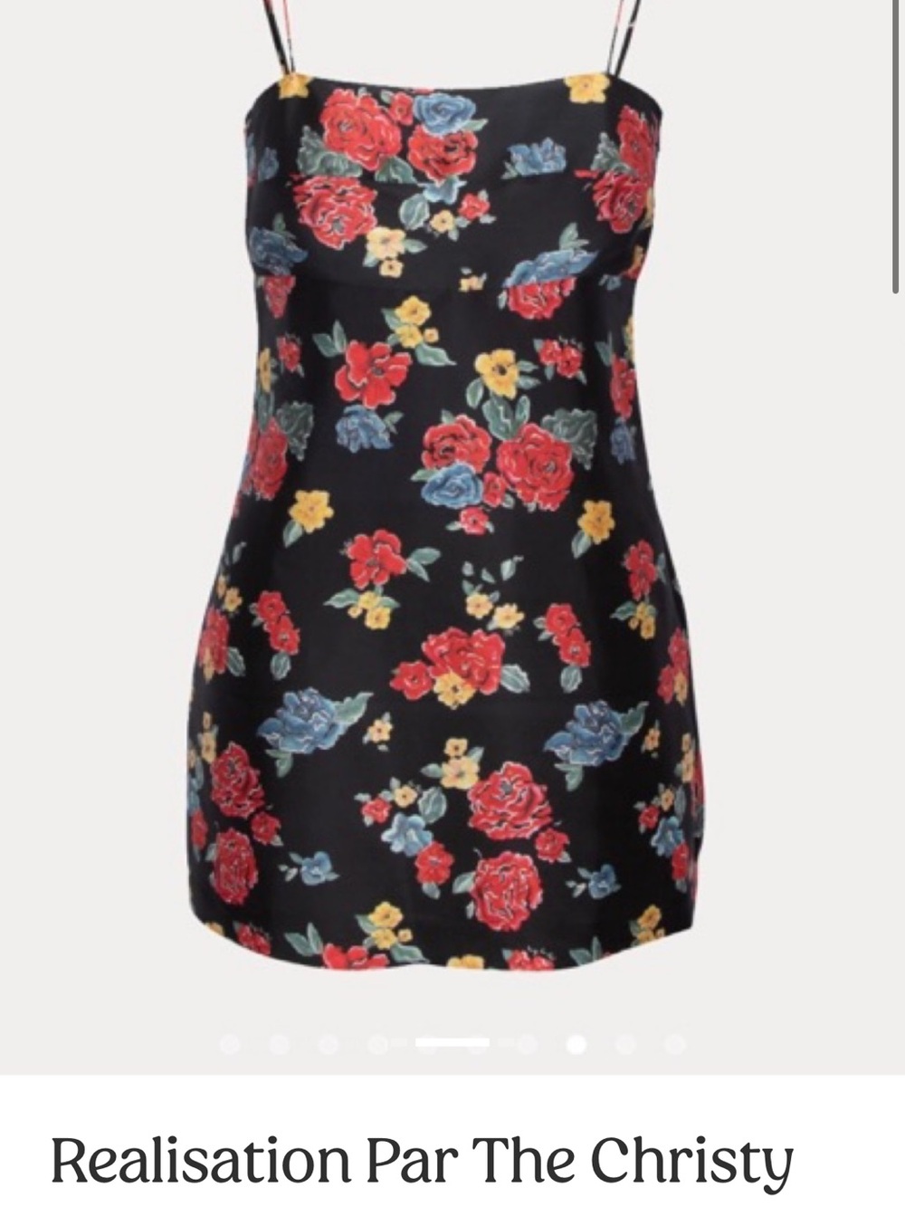 Realisation Par The Christy Floral Slip Dress in Black with Red & Yellow Flowers